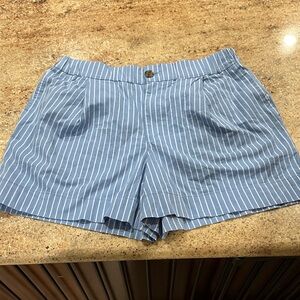 A New Day Light Blue Striped Women's Shorts
